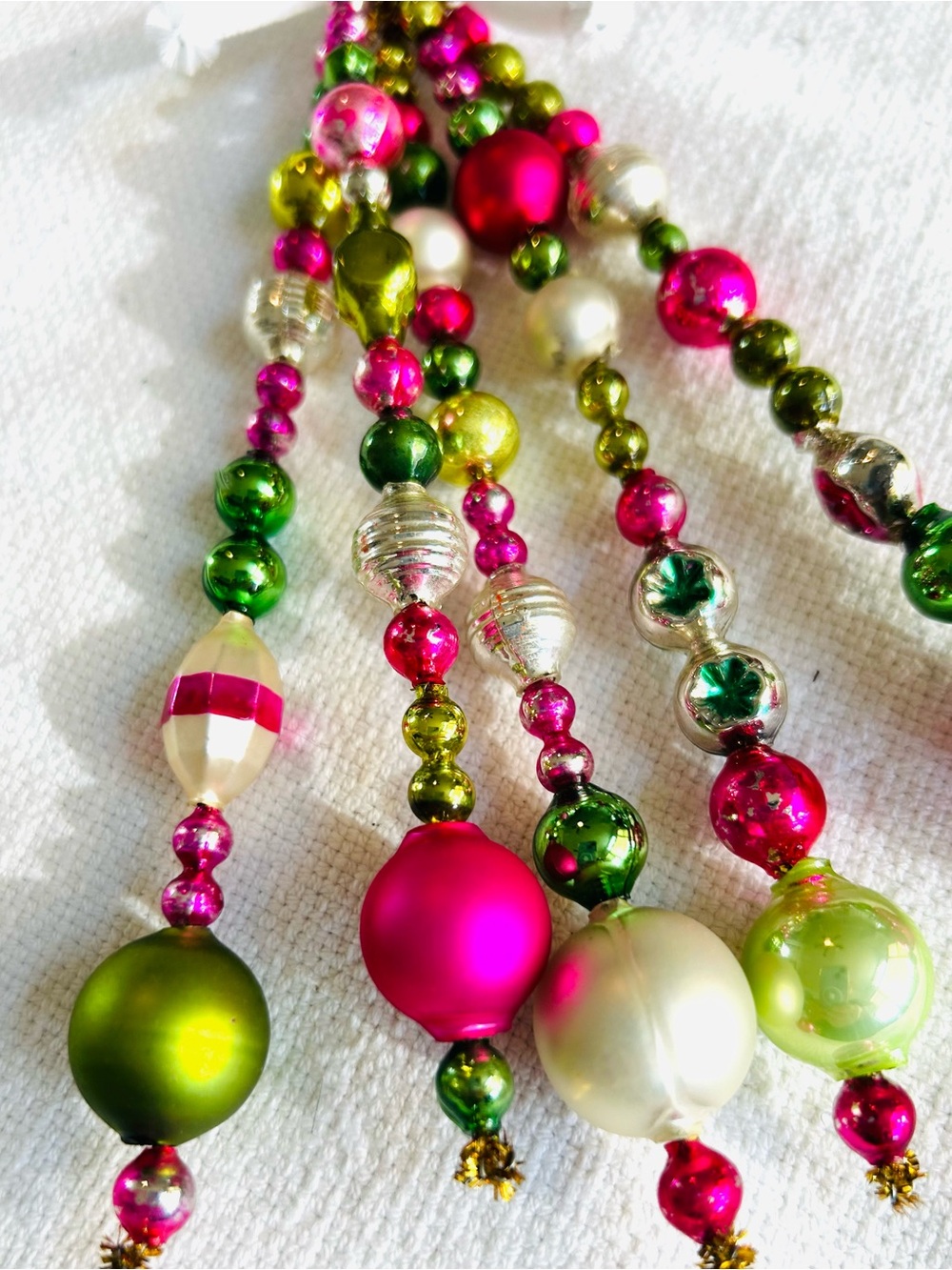 Vintage repurposed mercury glass garland bead icicle holiday Christmas ornaments - Picture 4 of 6